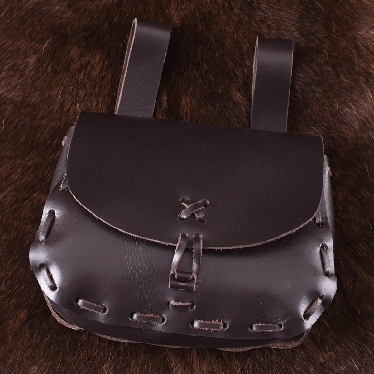 Mittelalter Gürteltasche mit Lederknopf aus Leder