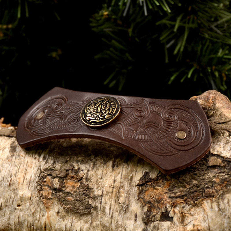 Medieval Leather Hair Clip with Decorative Rivet