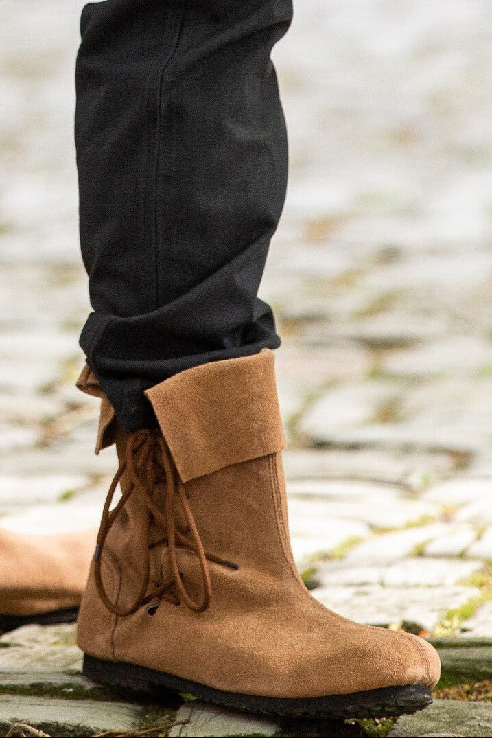 Medieval Half Boots with Cuff Made of Suede