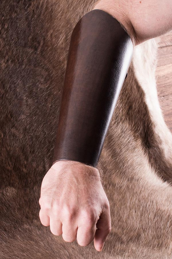 Medieval Leather Gauntlets, Brown, Pair