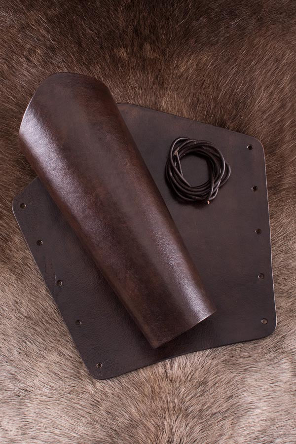Medieval Leather Gauntlets, Brown, Pair