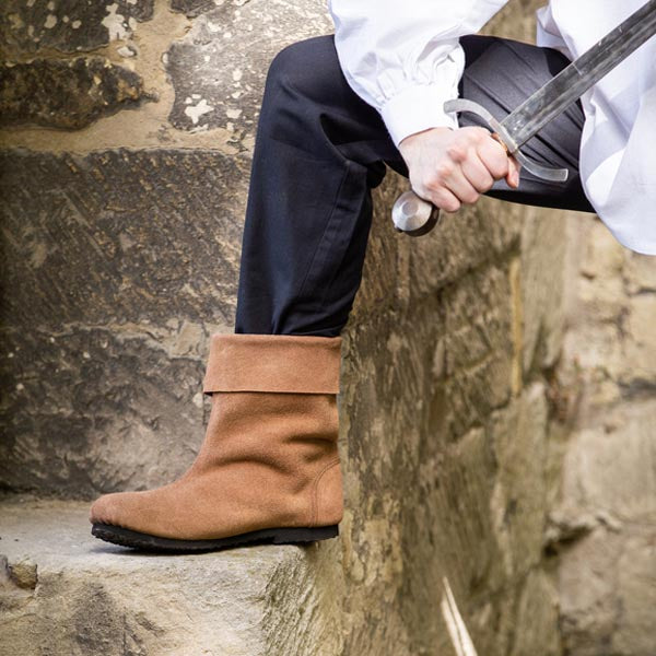 Medieval Half Boots with Cuff Made of Suede