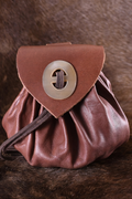 Medieval Leather Pouch with Base and Horn Button