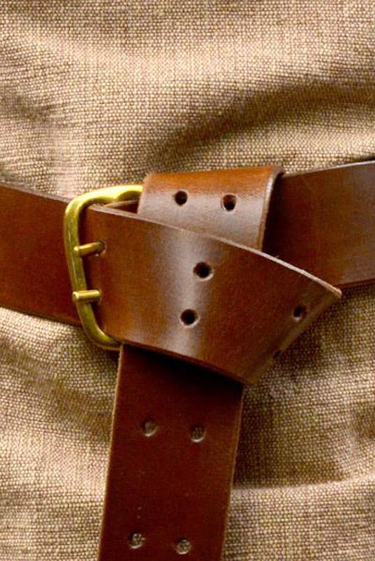 Mittelalter Ledergürtel mit Messingschnalle braun