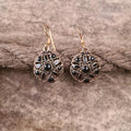 Mittelalter Ohrringe Blume mit Onyx aus Bronze