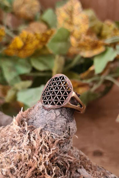 Mittelalter Ring Blume des Lebens aus Bronze