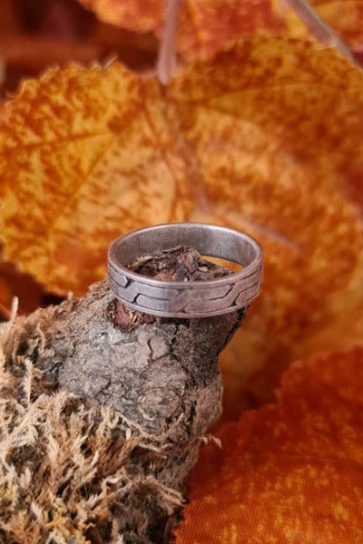 Medieval silver braided band ring