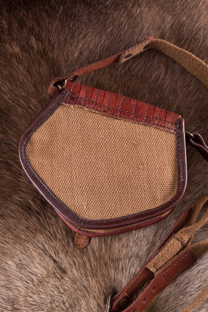Medieval shoulder bag made of canvas and leather
