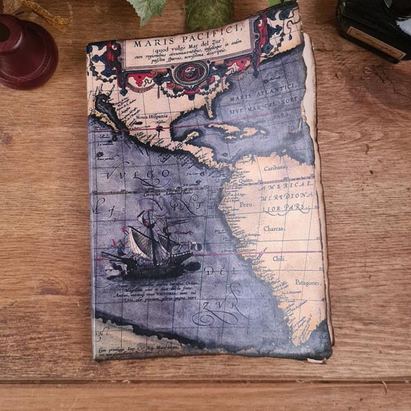 A5 Notebook with Antique Pacific Map