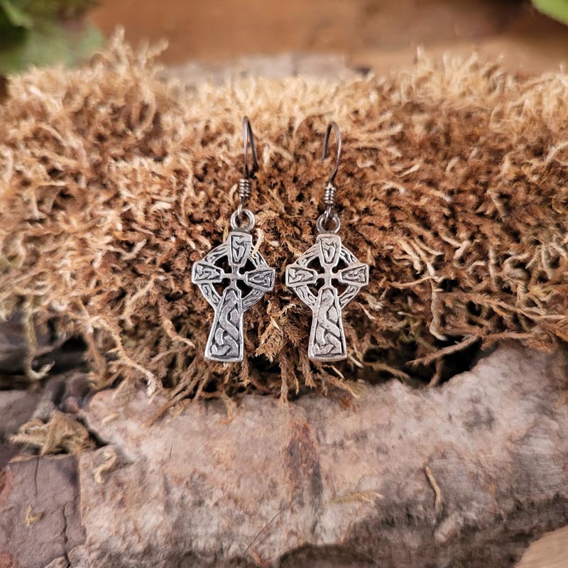 Celtic Cross Dangle Earrings in 925 Sterling Silver
