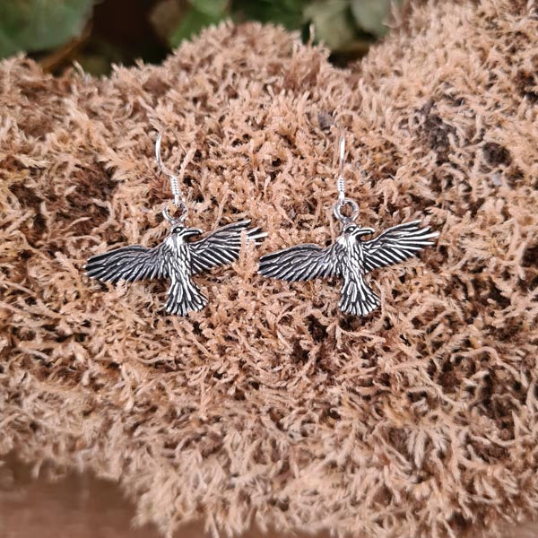 Raven sterling silver earring