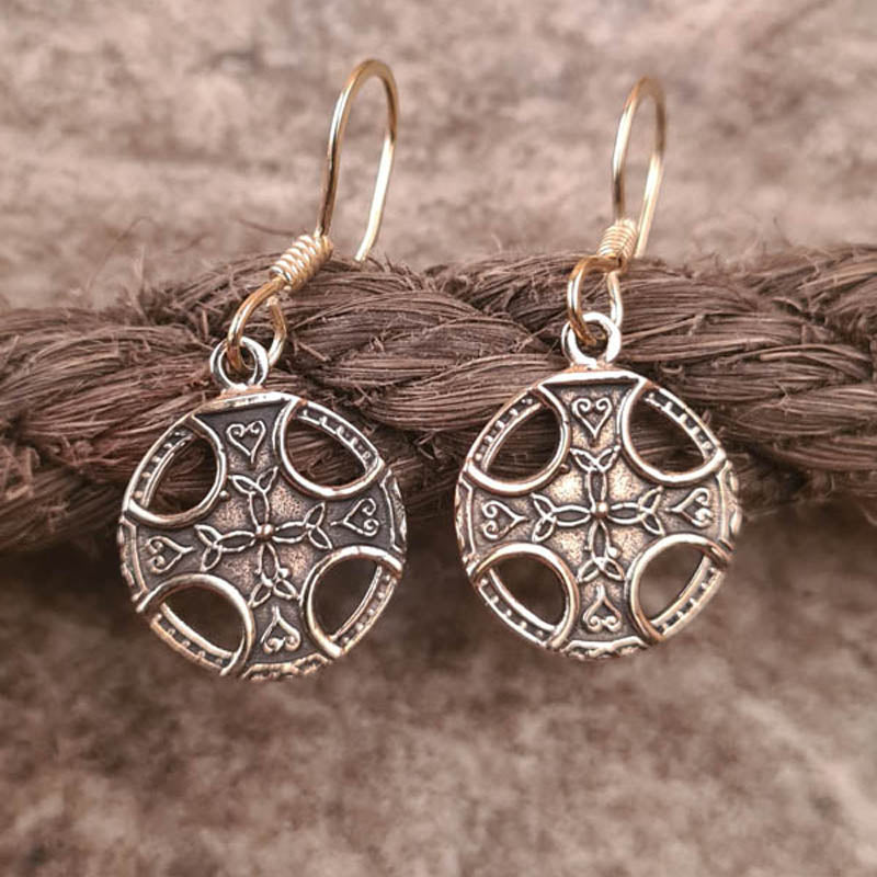 Celtic Cross Bronze Earrings