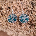 Tree of Life Earrings with Malachite, Sterling Silver