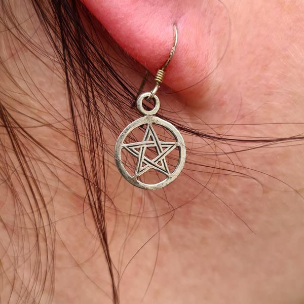 Pentagram Earrings in Silver
