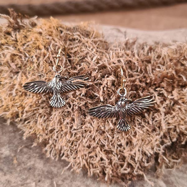 Raven Earrings made of Bronze