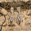 Adel stud earrings with amber in rhodium-plated 925 silver