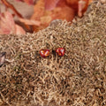 Silver Amber Heart Stud Earrings