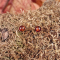 Silver stud earrings with amber sphere