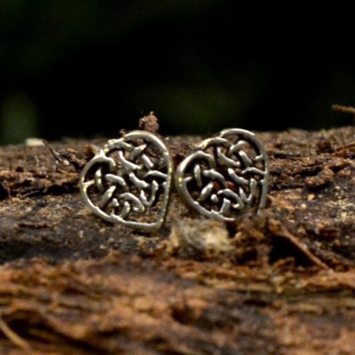 Sterling Silver Celtic Heart Stud Earrings