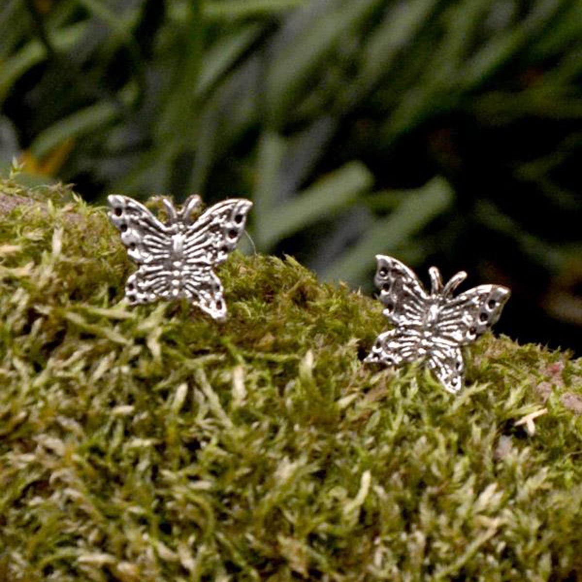 Sterling silver butterfly stud earrings
