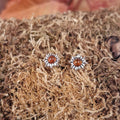 Silver Sun Stud Earrings with Amber
