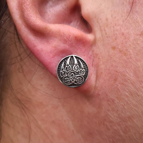 Ohrstecker Wolfstatze aus Silber