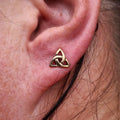 Celtic Triquetra Stud Earrings in Bronze