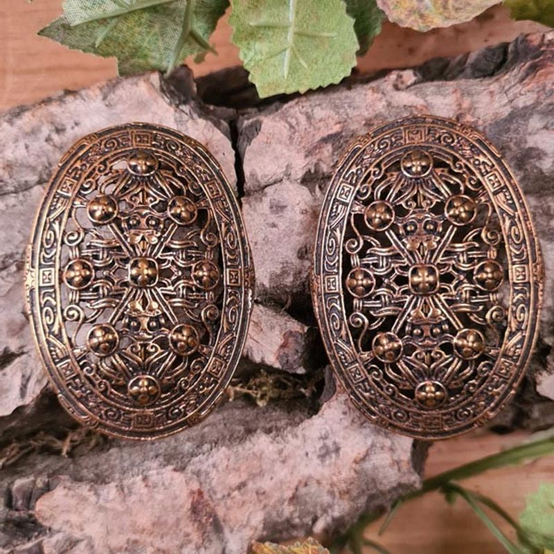 Viking Oval Brooches Lagertha made of Bronze - Pair