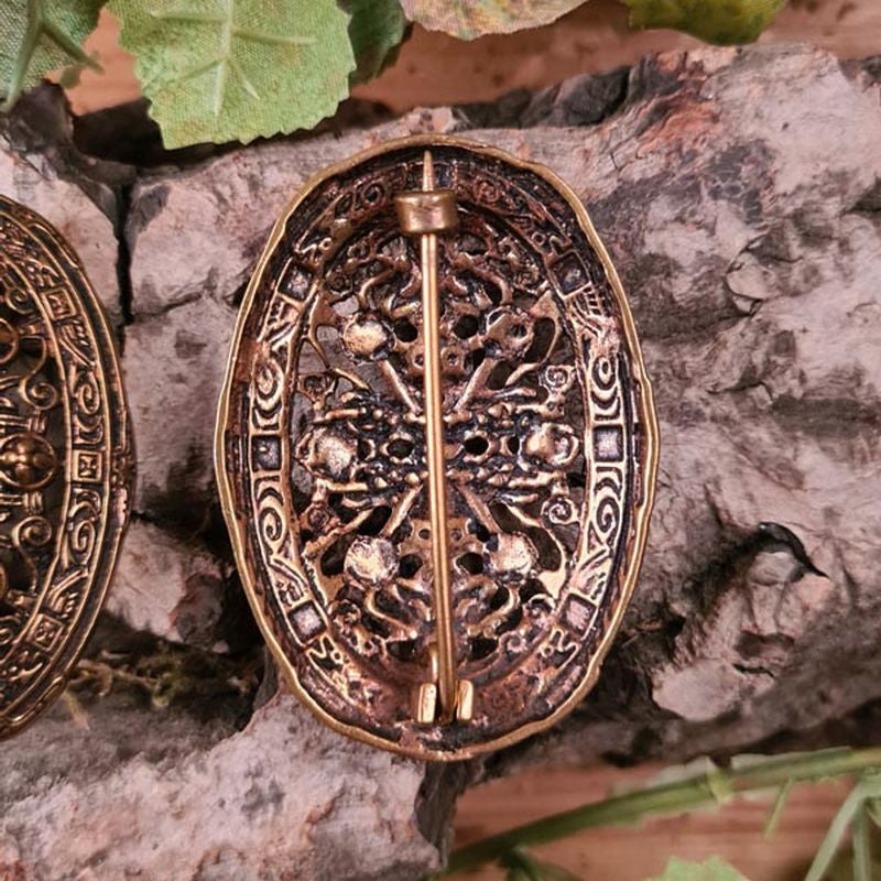 Viking Oval Brooches Lagertha made of Bronze - Pair