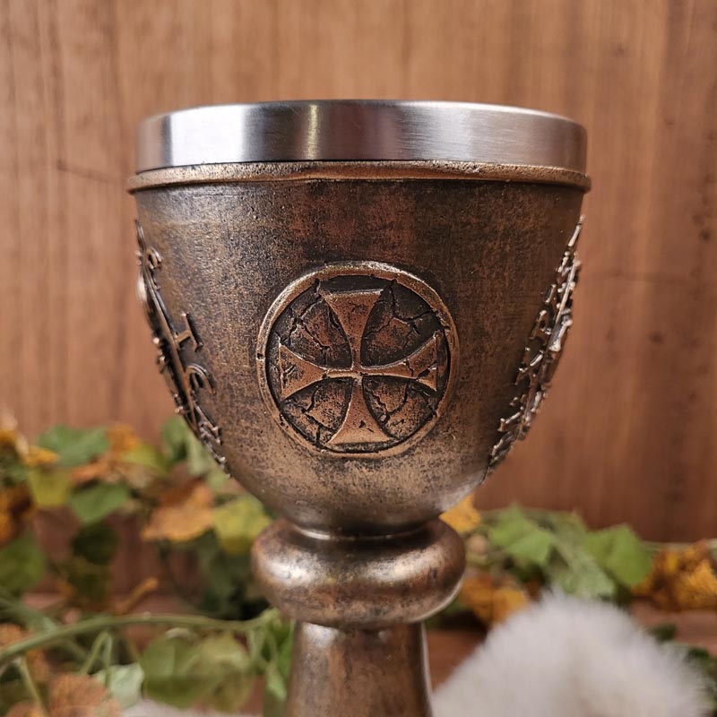 Prunkkelch der Templer Deus lo vult - handbemalt