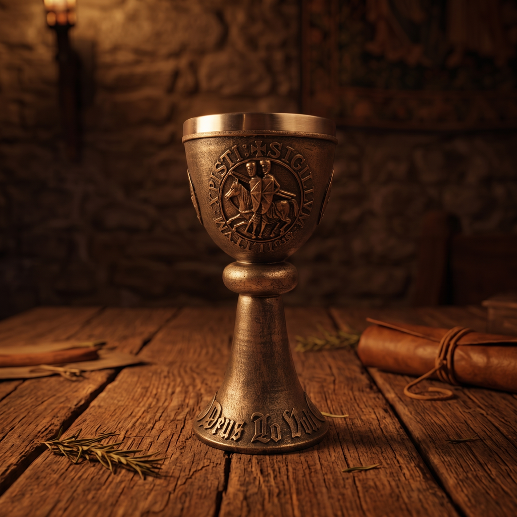 Deus lo vult Templar ostentatious goblet - hand-painted