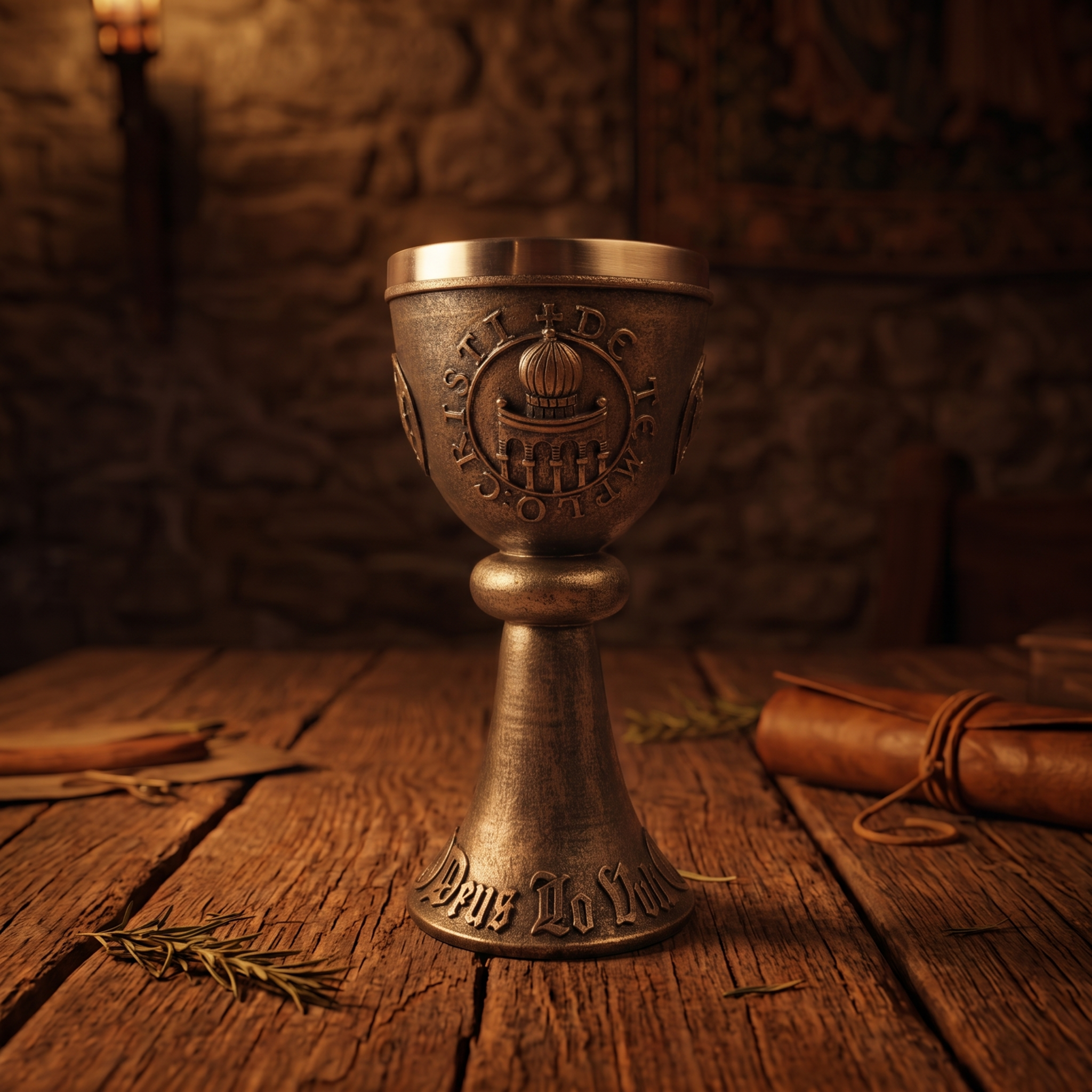 Deus lo vult Templar ostentatious goblet - hand-painted