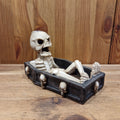 Backflow Incense Burner Skeleton in Coffin - hand-painted
