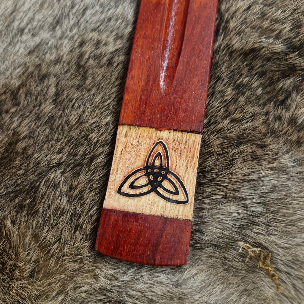 Wooden Incense Holder Celtic Knot Triquetra