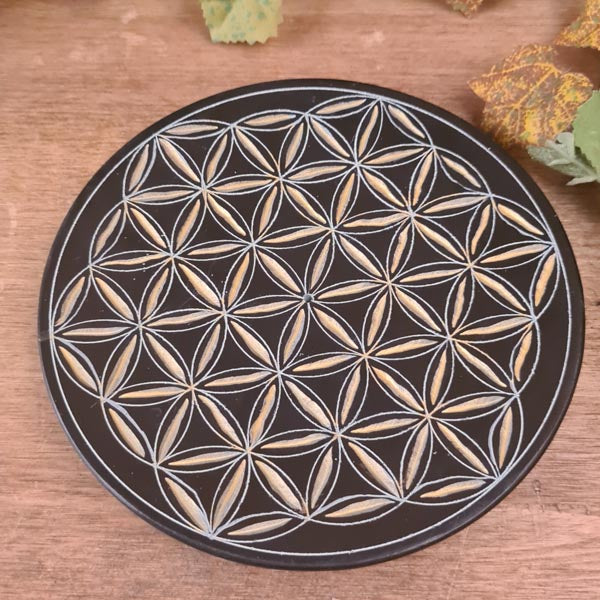 Räucherstäbchenhalter Blume des Lebens aus Speckstein