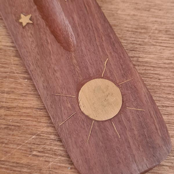 Räucherstäbchenhalter Sonne & Sterne aus Holz