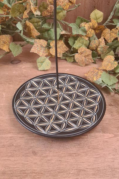 Räucherstäbchenhalter Blume des Lebens aus Speckstein