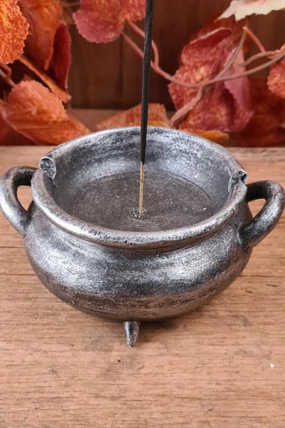 Räucherstäbchenhalter & Ascher Hexenkessel handbemalt mit Räucherstäbchen