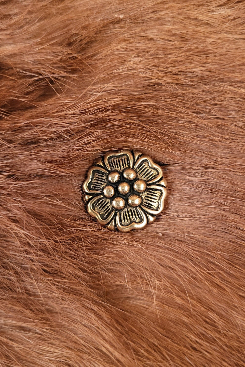 Renaissance Gürtelbeschlag Rose aus Bronze für 3 cm Riemen