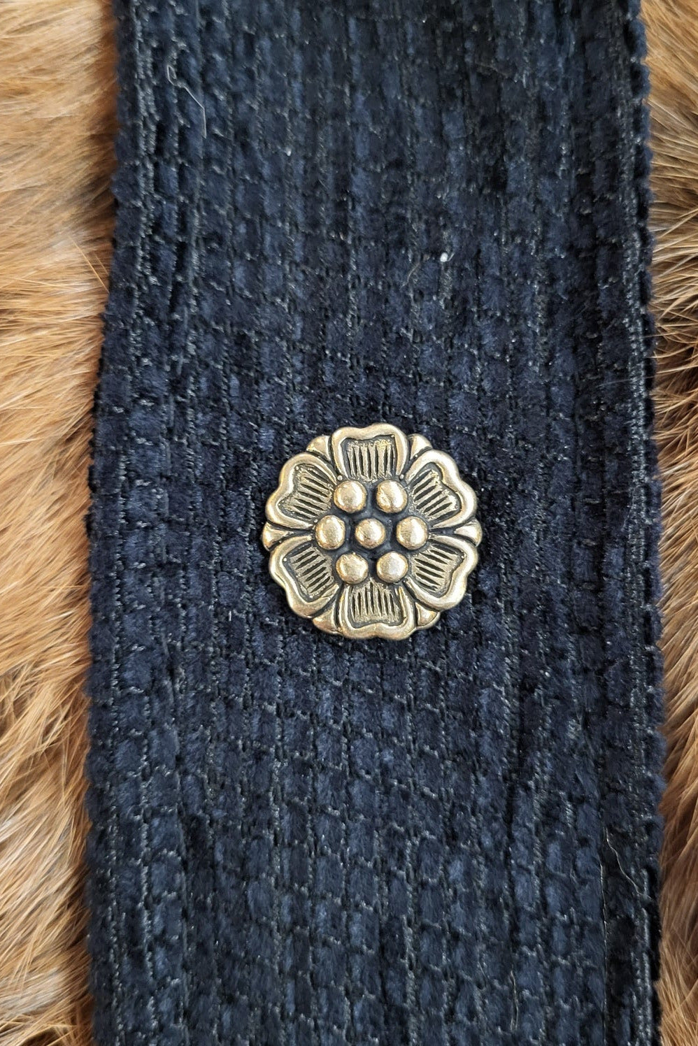 Renaissance Gürtelbeschlag Rose aus Bronze für 3 cm Riemen