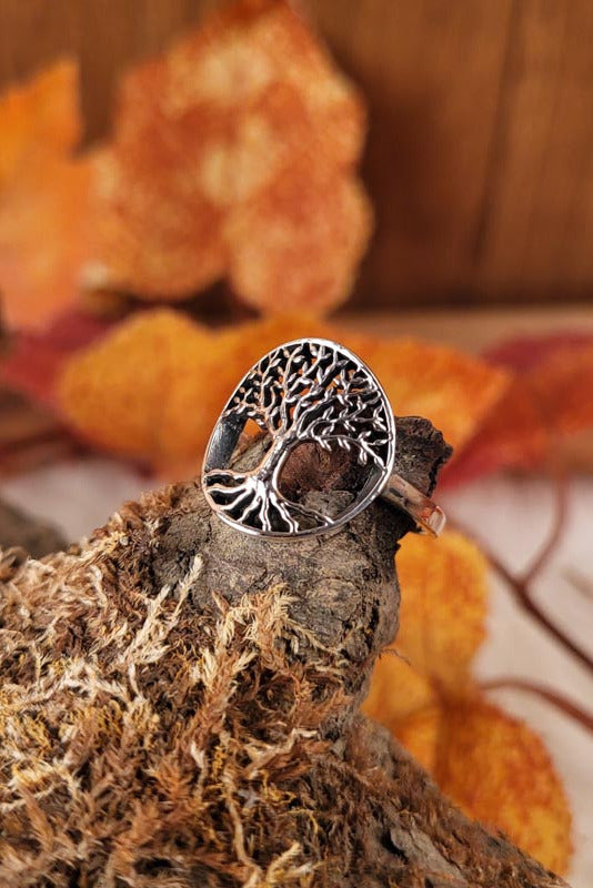 Yggdrasil World Tree Ring in Silver