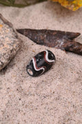 Russian glass bead black-white-red