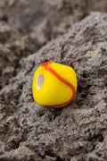 Russian glass bead in barrel shape yellow-red