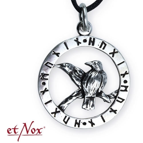 Viking Amulet Hugin & Munin in Runic Circle made of Silver