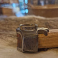 Narrow ring with bronze spirals