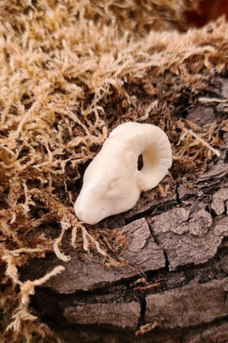 Bone Ram Skull Charm Bead