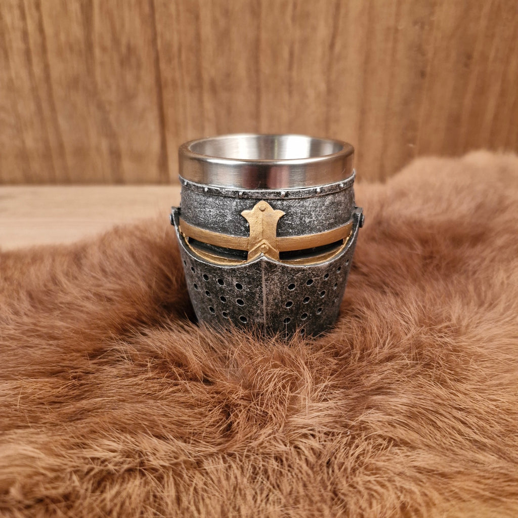 Schnapsbecher Ritterhelm mit Edelstahleinsatz - handbemalt
