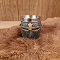 Schnapsbecher Ritterhelm mit Edelstahleinsatz - handbemalt