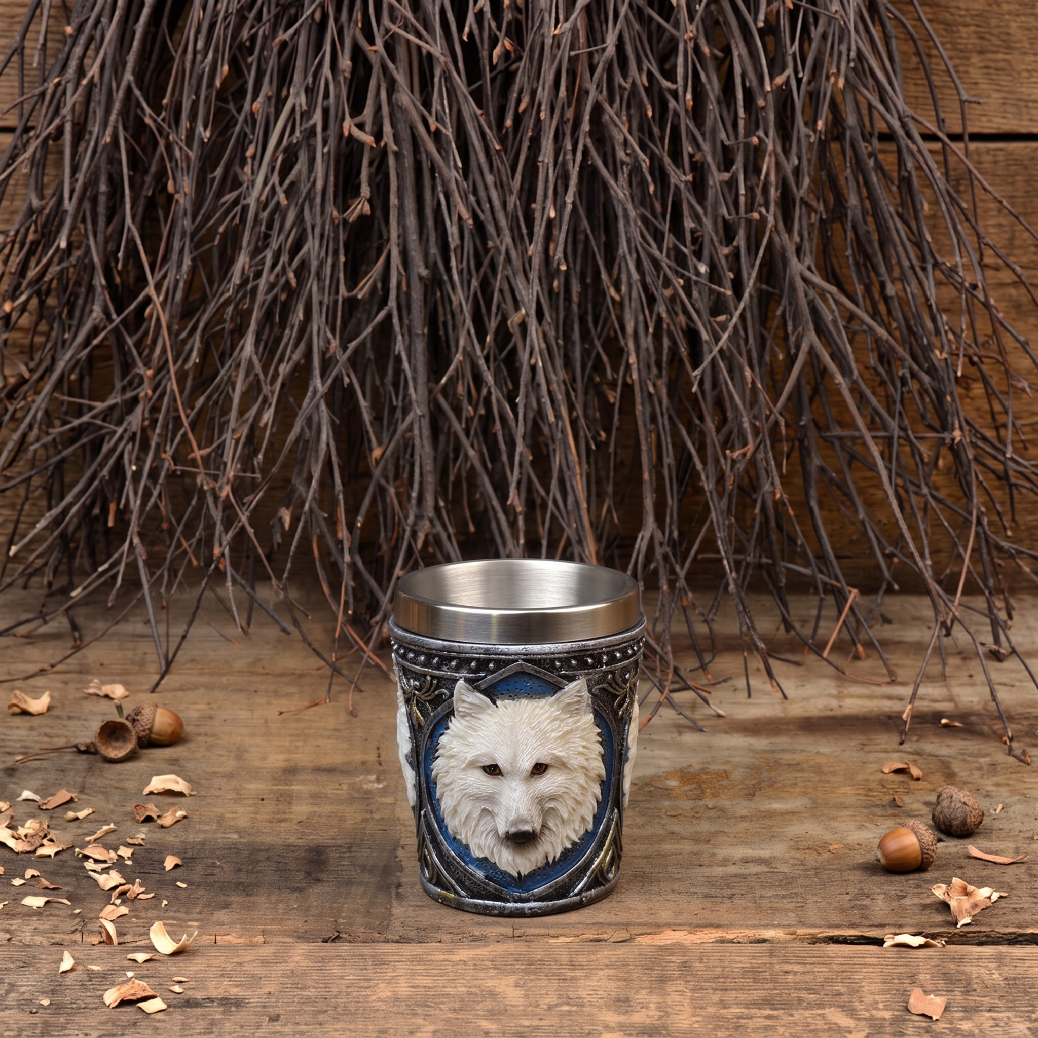Schnapps Glass Wolf Head - hand-painted