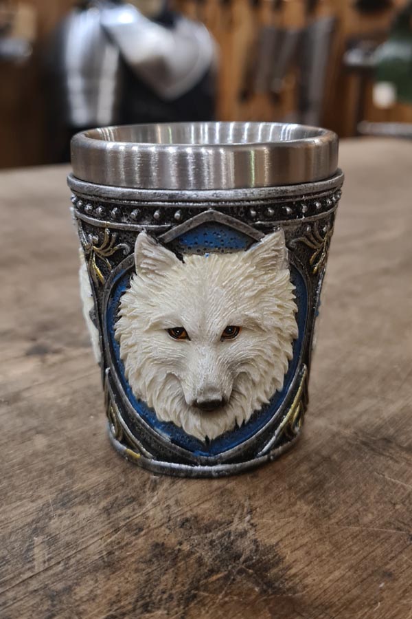 Schnapsbecher Wolfskopf - handbemalt